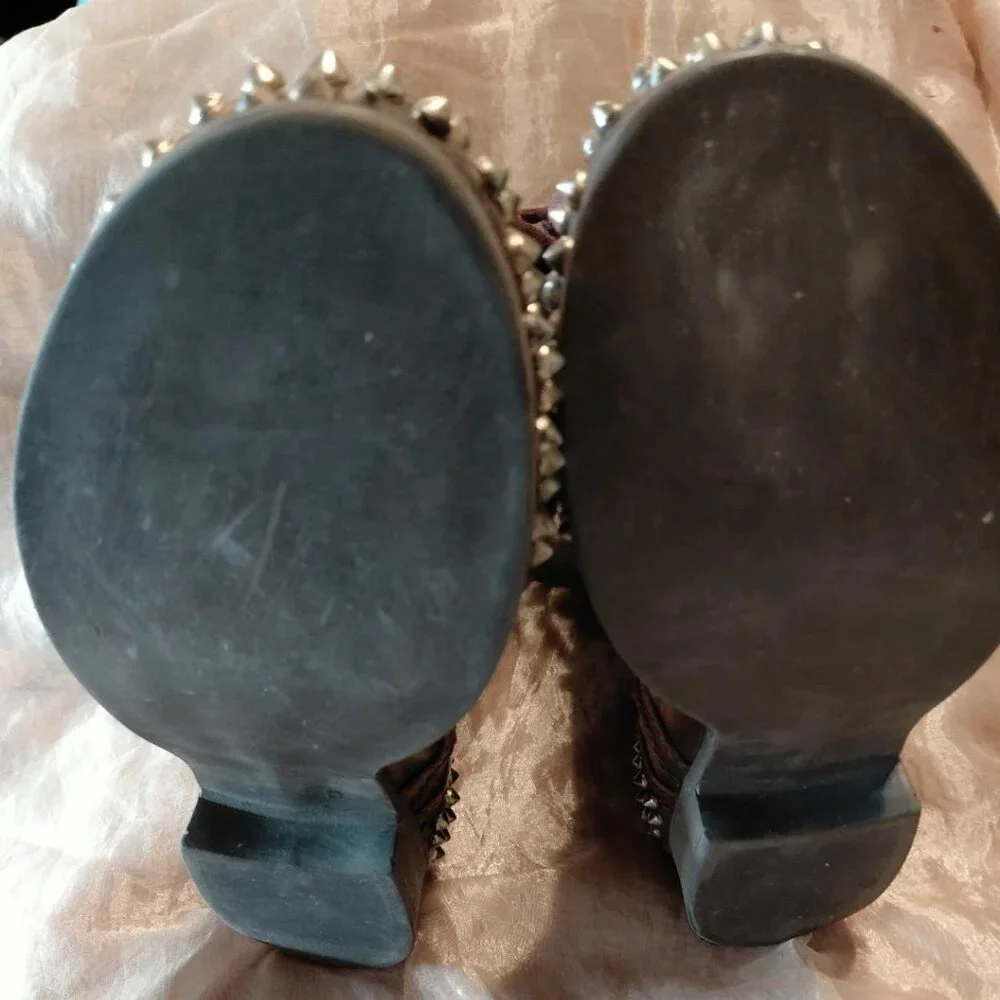 Steve Madden Tarnney Brown Leather Studded Combat Boot - Picture 5 of 6